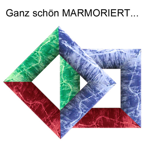 Bilderrahmen blau, grün und rot marmoriert