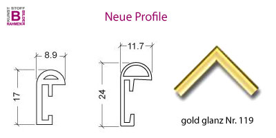 Neue Rahmen-Profile in Gold Hochglanz