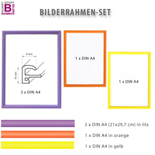 Bunte DIN A4 Rahmen im Set