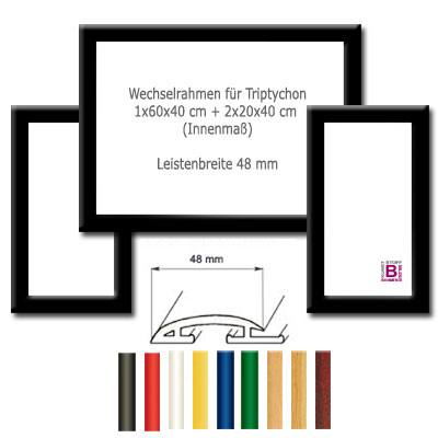 Wechselrahmen Triptychon (2x 20x40 + 1x 60x40 cm), Modern