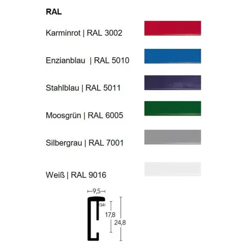 Alu-Bilderrahmen 100 x 120 cm rot, blau, grün, grau, silbergrau, weiß