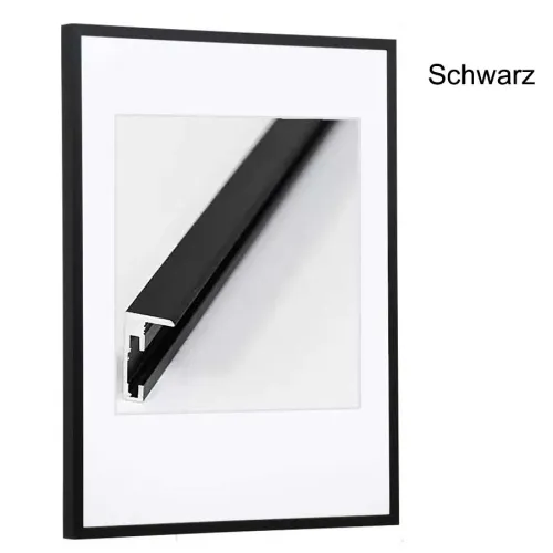 Aluminium Bilderrahmen S2 mit Kunstglas in Schwarz