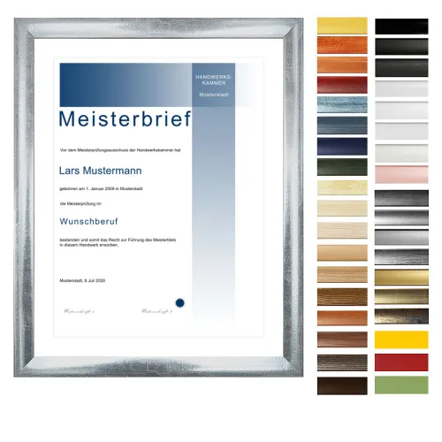 Bilderrahmen für Meisterbrief mit Passepartout, Profil Aquarell