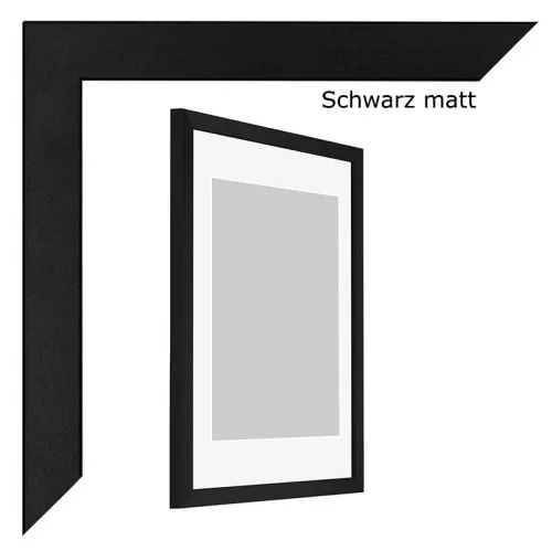 Bilderrahmen mit Passepartout schwarz matt Nordic Style Profil 23