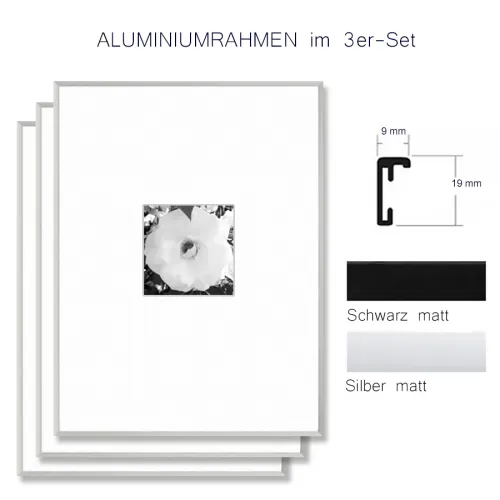 Aluminium Fotorahmen 10x15 cm im 3er-Set mit Tischaufsteller