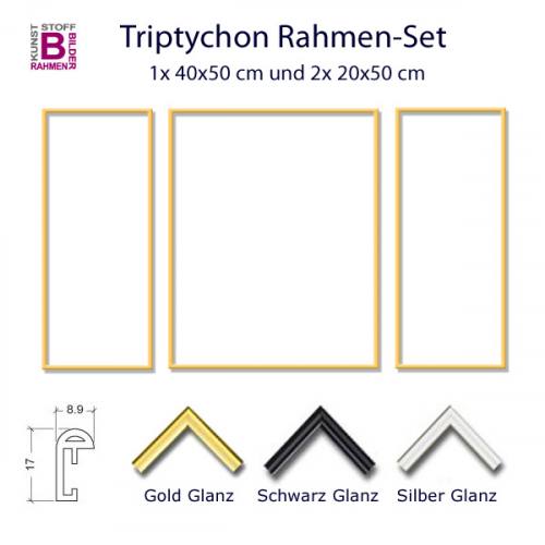 Bilderrahmen Triptychon Gold, Silber, Schwarz