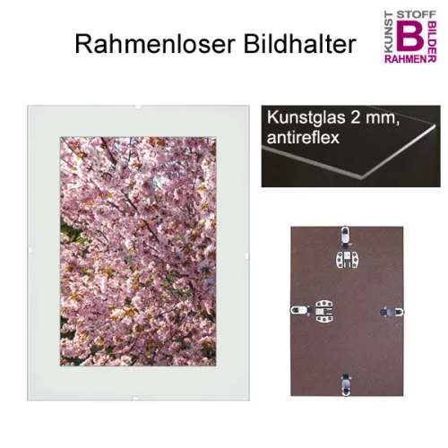 Rahmenloser Bildhalter, Cliprahmen, Glasrahmen 100 x 140 cm