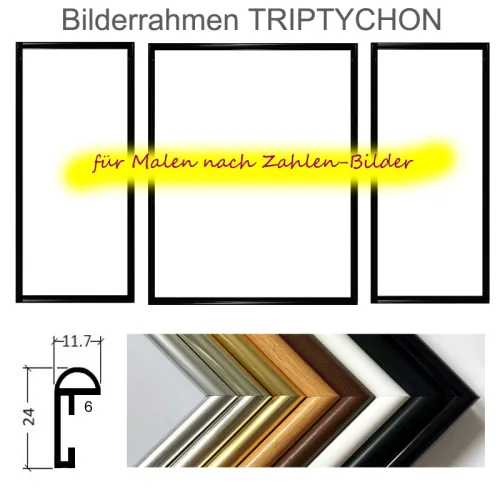 Kunststoffrahmen Triptychon für Malen nach Zahlen Bilder JUMBO