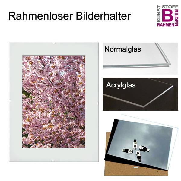 HAMA Rahmenloser Bildhalter Clip-Fix – 30x45 Cm, Mit Normalglas