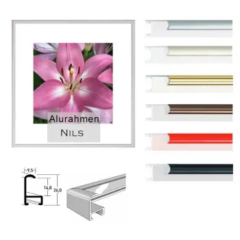 Aluminium Bilderrahmen Nils im Format 15x15, 20x20, 21x21, 30x30 , 35x35, 40x40, 45x45, 50x50, 60x60, 70x70, 80x80