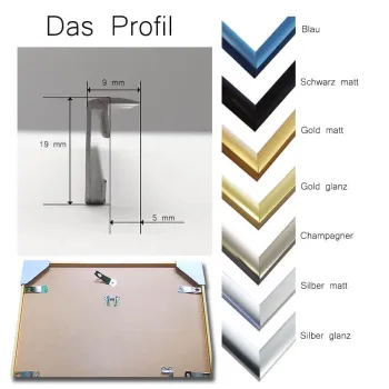 Günstige Alurahmen in DIN A1, A2,A 3, A4, A5 mit Kunstglas - Modell Norden