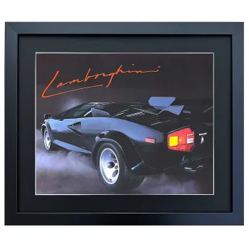Wandbild Lamborghini Countach 5000 – Black Edition mit roter Signatur
