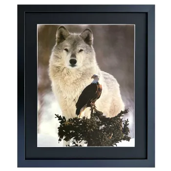 Bild mit Rahmen Wolf und Adler
