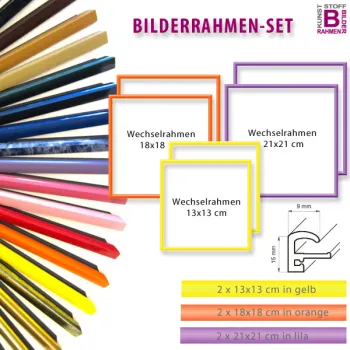 Bunte Rahmen, quadratisch im 6er-Set: gelb, orange, lila