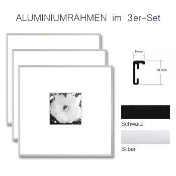 Aluminium Fotorahmen 10x10 cm im 3er-Set mit Tischaufsteller