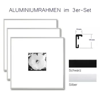 Fotorahmen 10x10 cm aus Aluminium im 3er-Set