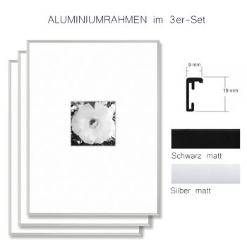 Aluminium Fotorahmen 10x15 cm im 3er-Set mit Tischaufsteller