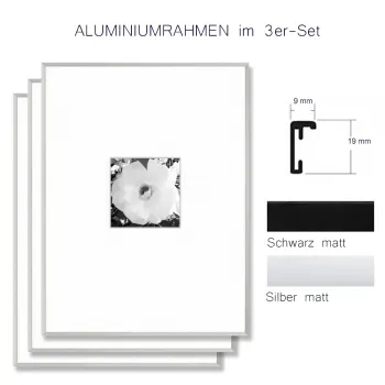Fotorahmen 15x10 cm aus Aluminium im 3er-Set