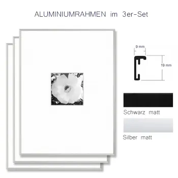 Aluminium Fotorahmen 10x15 cm im 3er-Set mit Tischaufsteller