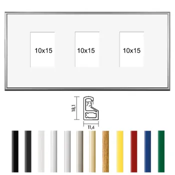Kunststoffrahmen Galerierahmen für 3 Fotos 10x15 cm