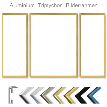 Alurahmen Triptychon Norden in Schwarz, Silber, Champagner, Gold, Blau