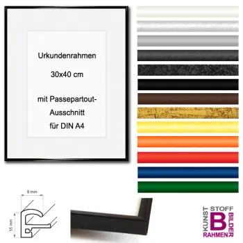 Urkundenrahmen 30x40 cm mit Passepartout, Classic