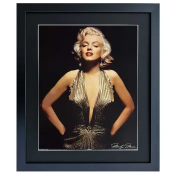 Bild mit Rahmen Wandbild Marilyn Monroe goldenes Kleid