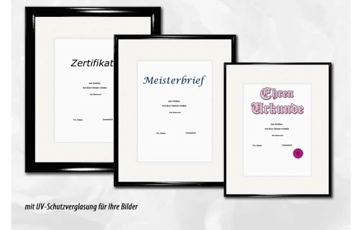 Urkundenrahmen, Bilderrahmen für Zertifikat, Auszeichnung